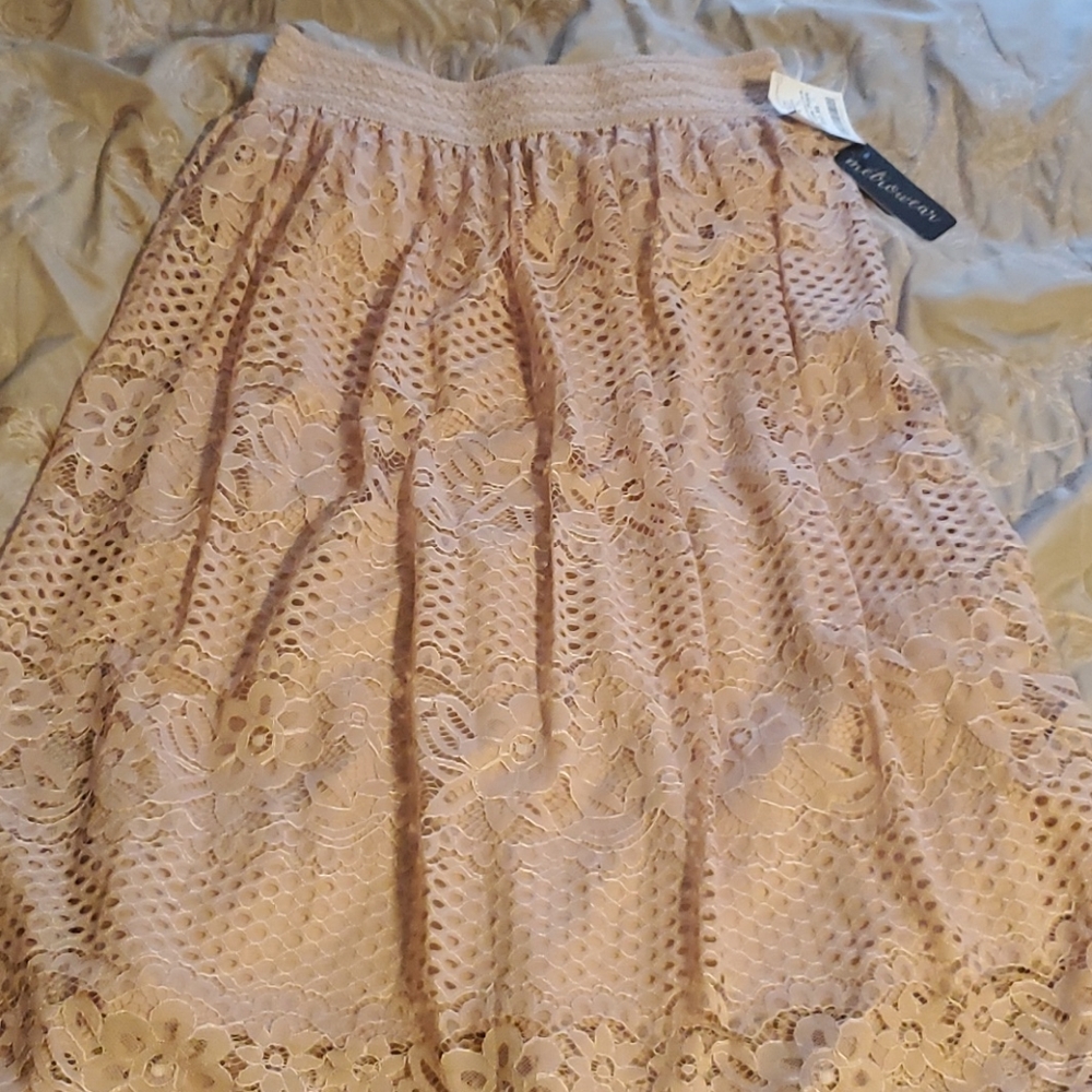 Pink lace skirt